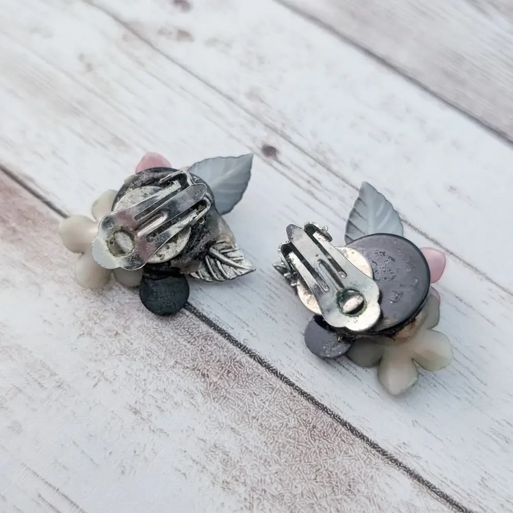 Vintage Clip On Earrings Statement Flower Floral Earrings